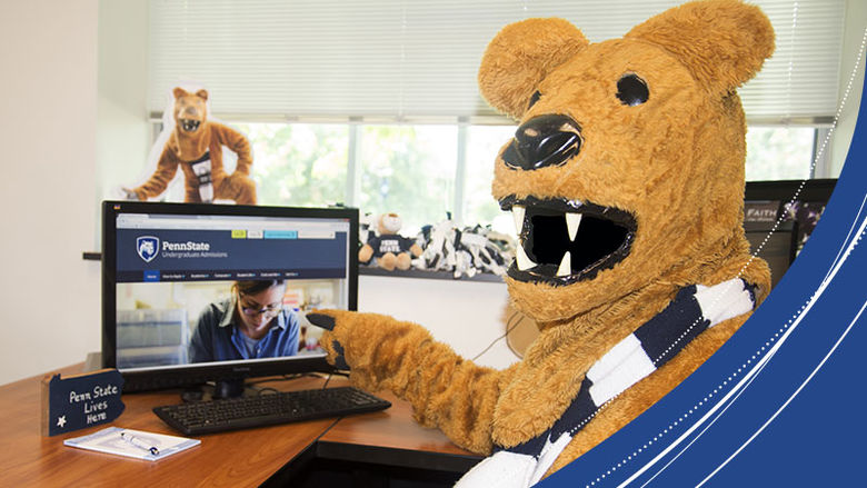 Lion mascot using a computer