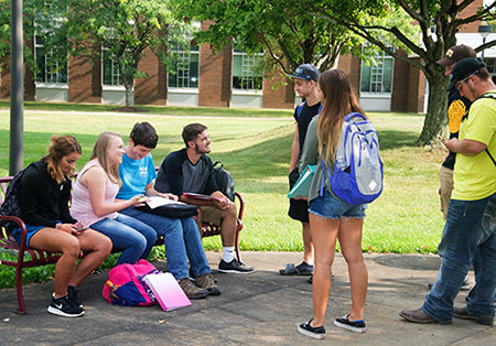 Students outside of Eberly Building.