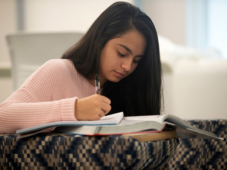 Student studying in the Student Success Center.