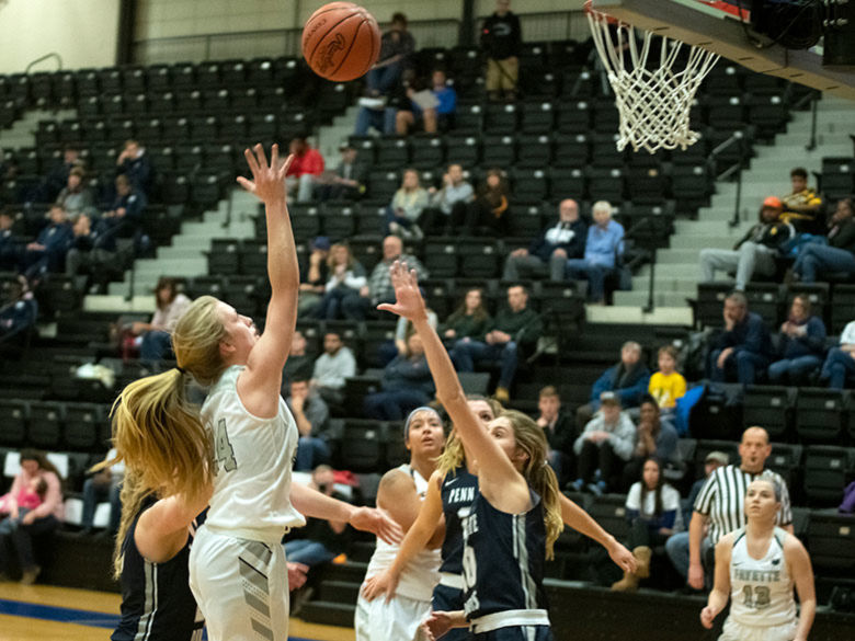 Women's basketball game in the main arena. 