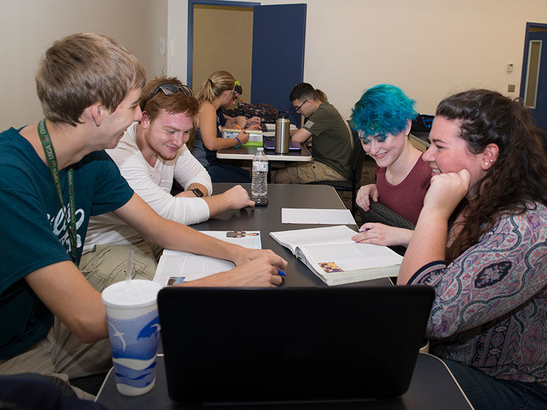 Students working on a group project.